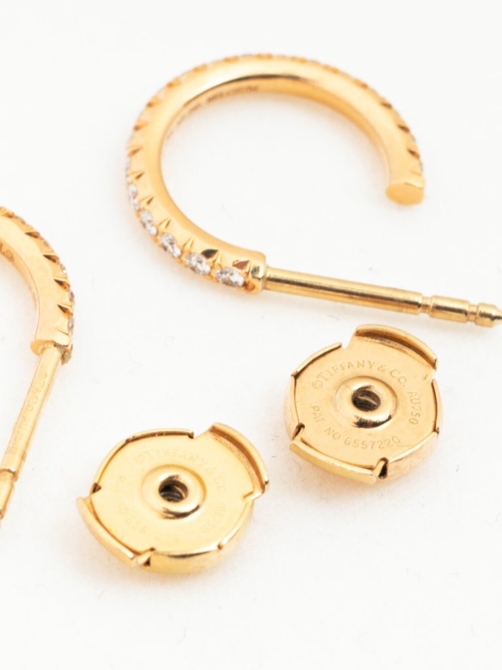 Tiffany & Co. Metro 18k Gold & Diamond Hoop Earrings - Picture 3 of 5